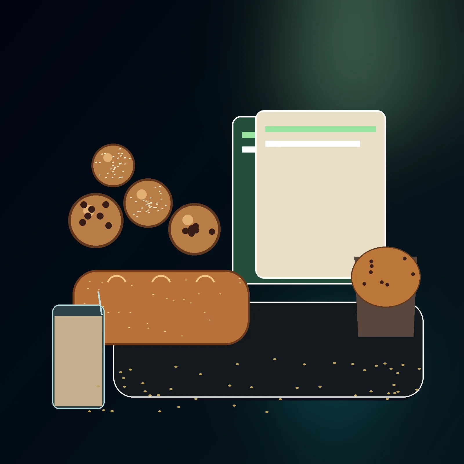 Low-carb protein snacks with keto bread, cookies and baking ingredients