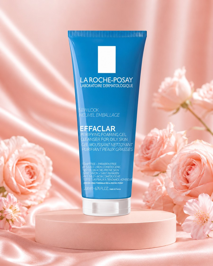 La Roche-Posay Effaclar Purifying Cleansing Gel skincare product image for oily, shiny or blemish-prone routines that still need daily balance