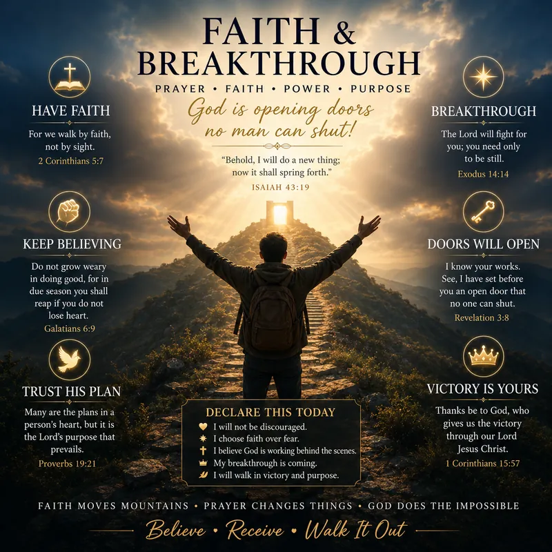 Faith and breakthrough prayer scene with bright hopeful light