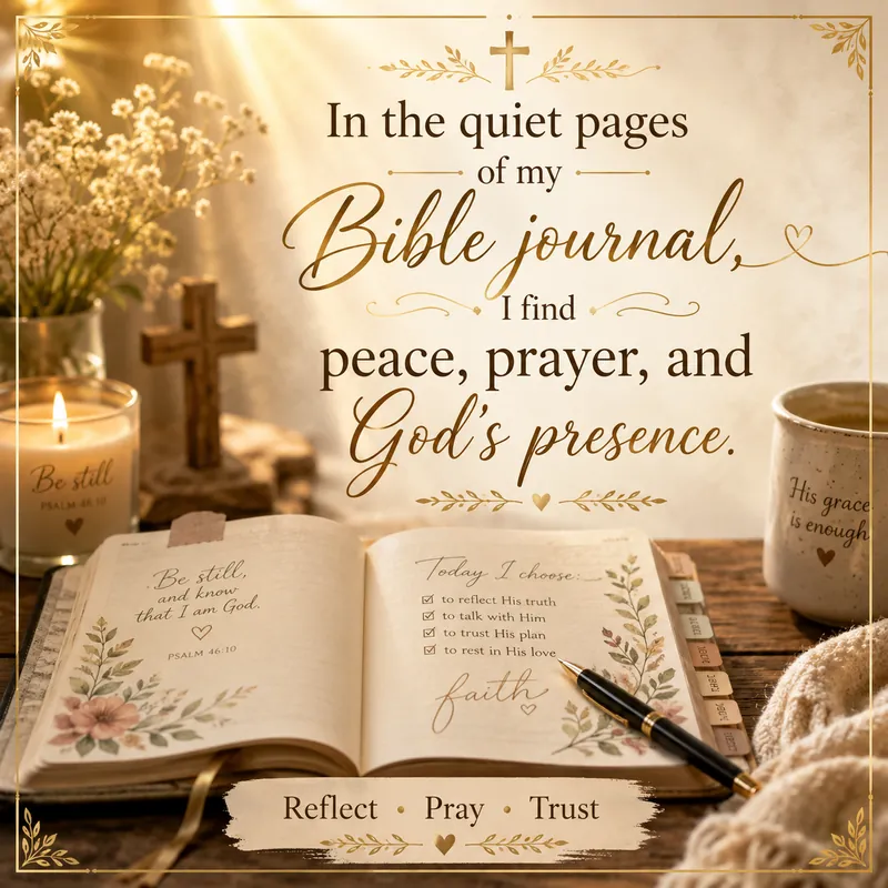 Open Bible and journal for prayer reflection