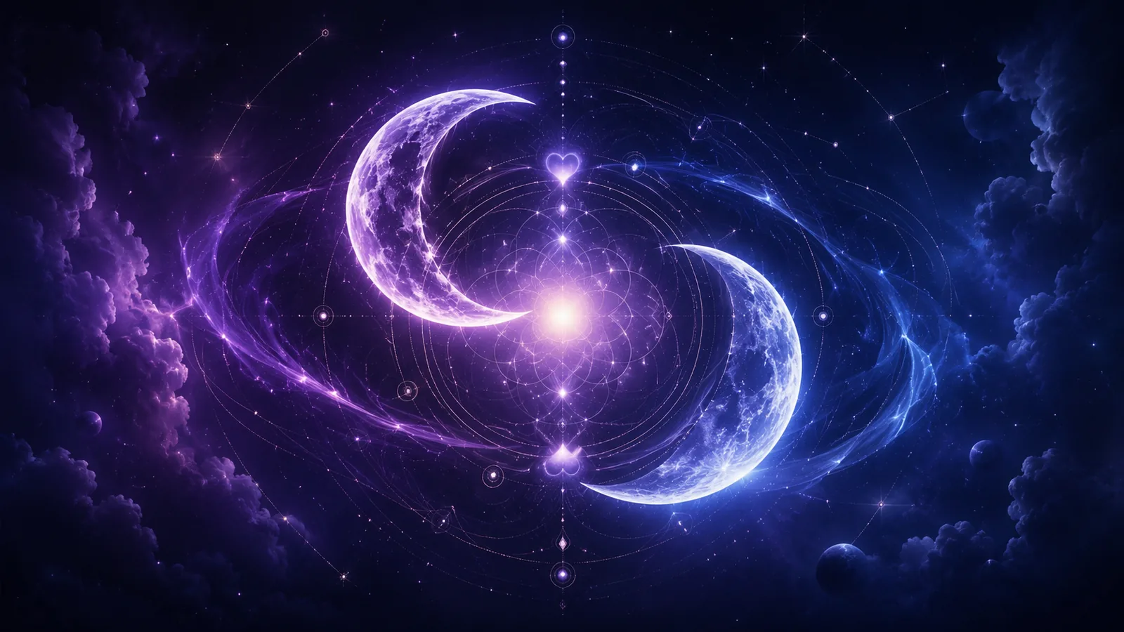 Twin moon soulmate energy artwork
