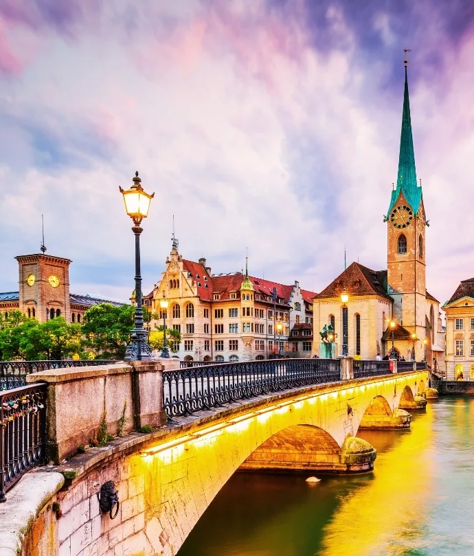 Zurich old town and river views in Switzerland