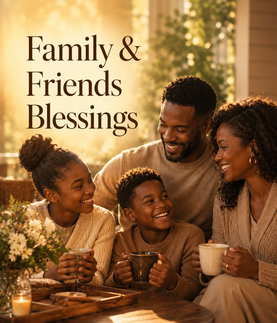 Family and friends Friday blessings category with an African American family