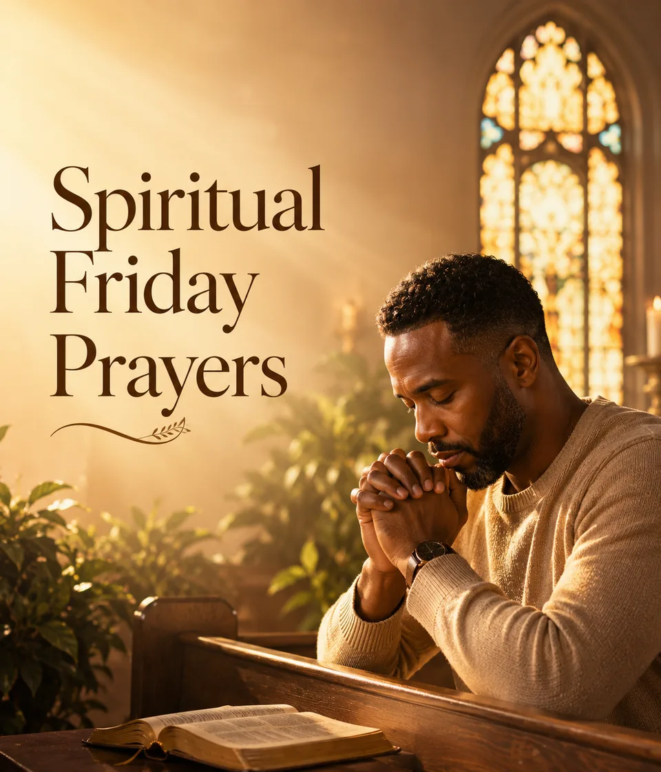 Spiritual Friday prayers category with an African American man praying