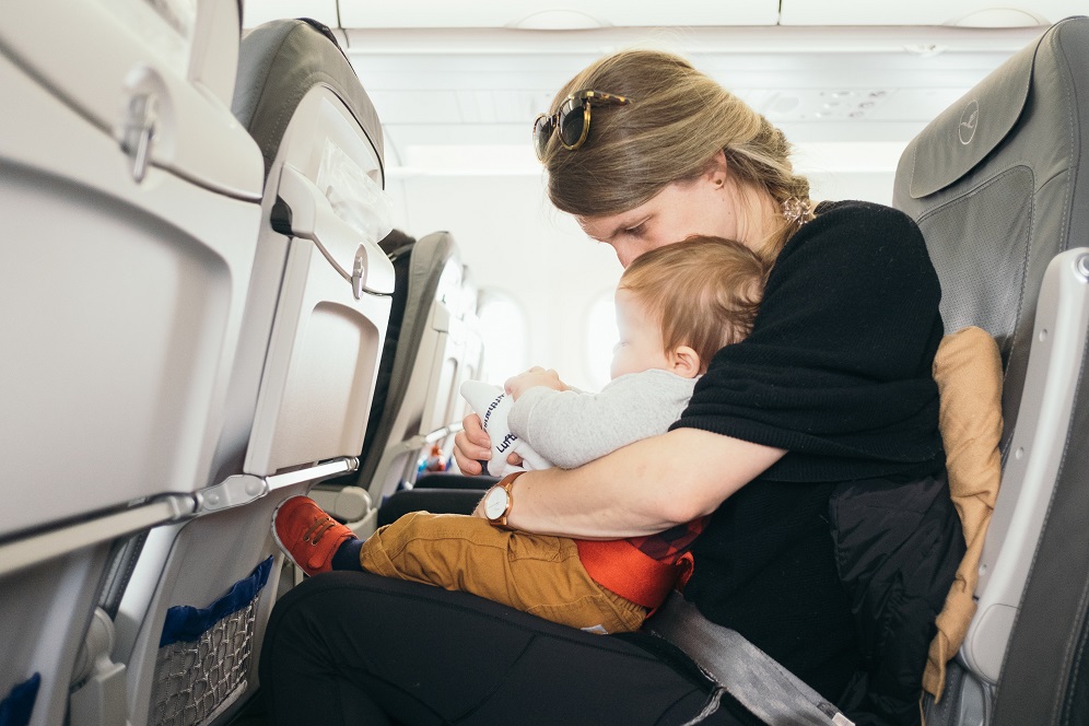 feeding a baby on plane